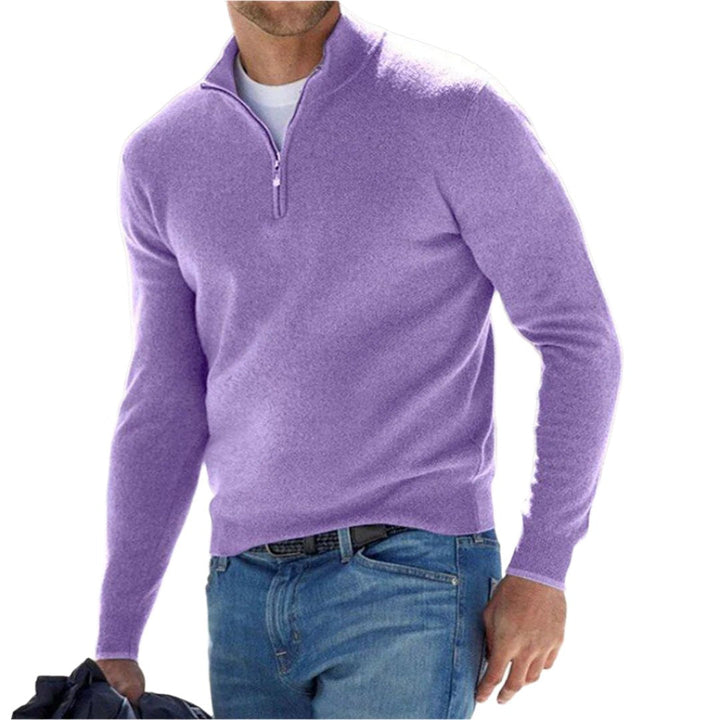 Levoire | Sweat À Col Polo Avec Fermeture Éclair Pour Hommes Lilac clair