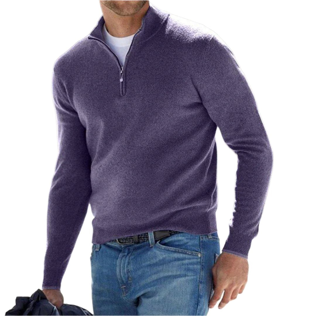 Levoire | Sweat À Col Polo Avec Fermeture Éclair Pour Hommes Lilas