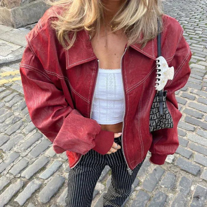 Levoire | Veste En Cuir Surdimensionnée Rot