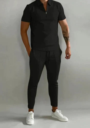 Levoire | Ensemble Pour Hommes 2 Pièces Avec Polo Et Joggers Noir