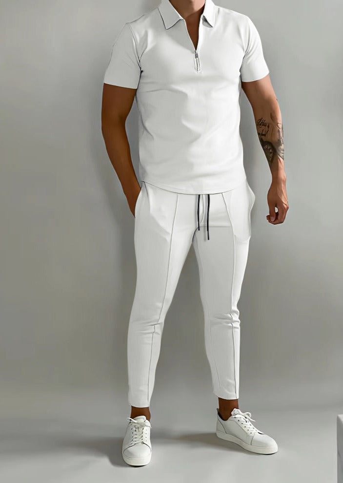 Levoire | Ensemble Pour Hommes 2 Pièces Avec Polo Et Joggers Blanc