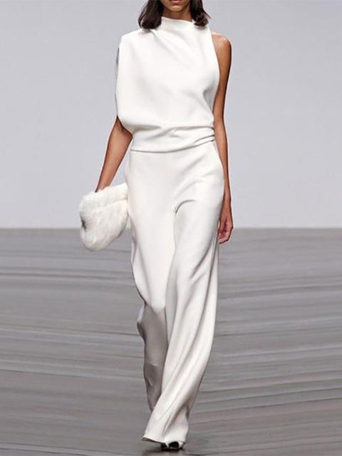 Levoire | Robe Sans Manches À Une Épaule Avec Jambes Larges Blanc