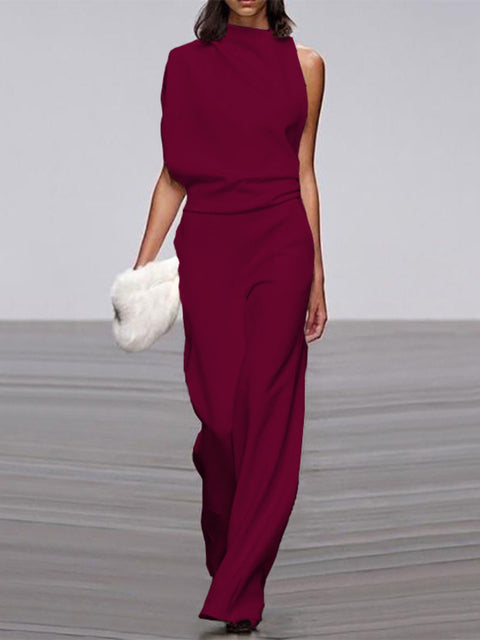 Levoire | Robe Sans Manches À Une Épaule Avec Jambes Larges Vin rouge