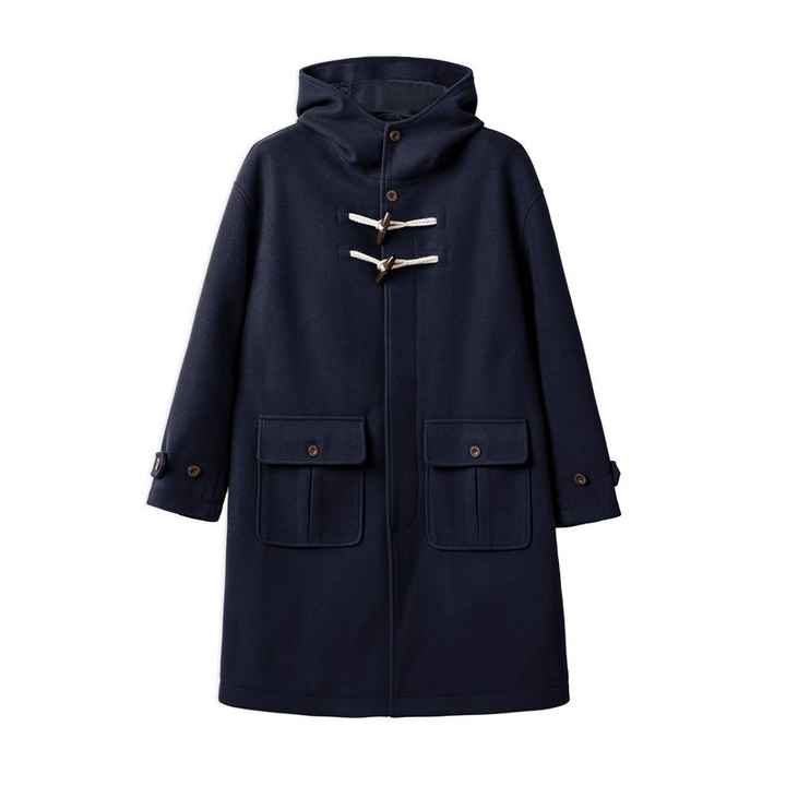 Levoire | Manteau Élégant Mi-Long Avec Boutons En Bois Bleu foncé