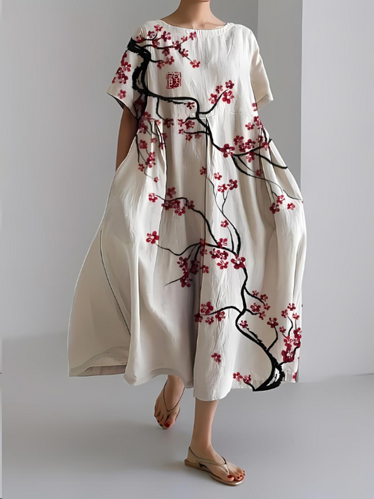 Levoire | Robe longue amusante avec couvre-ventre Fleur de cerisier