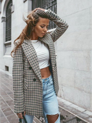 Levoire | Blazer Long Carreauté Pour Femmes