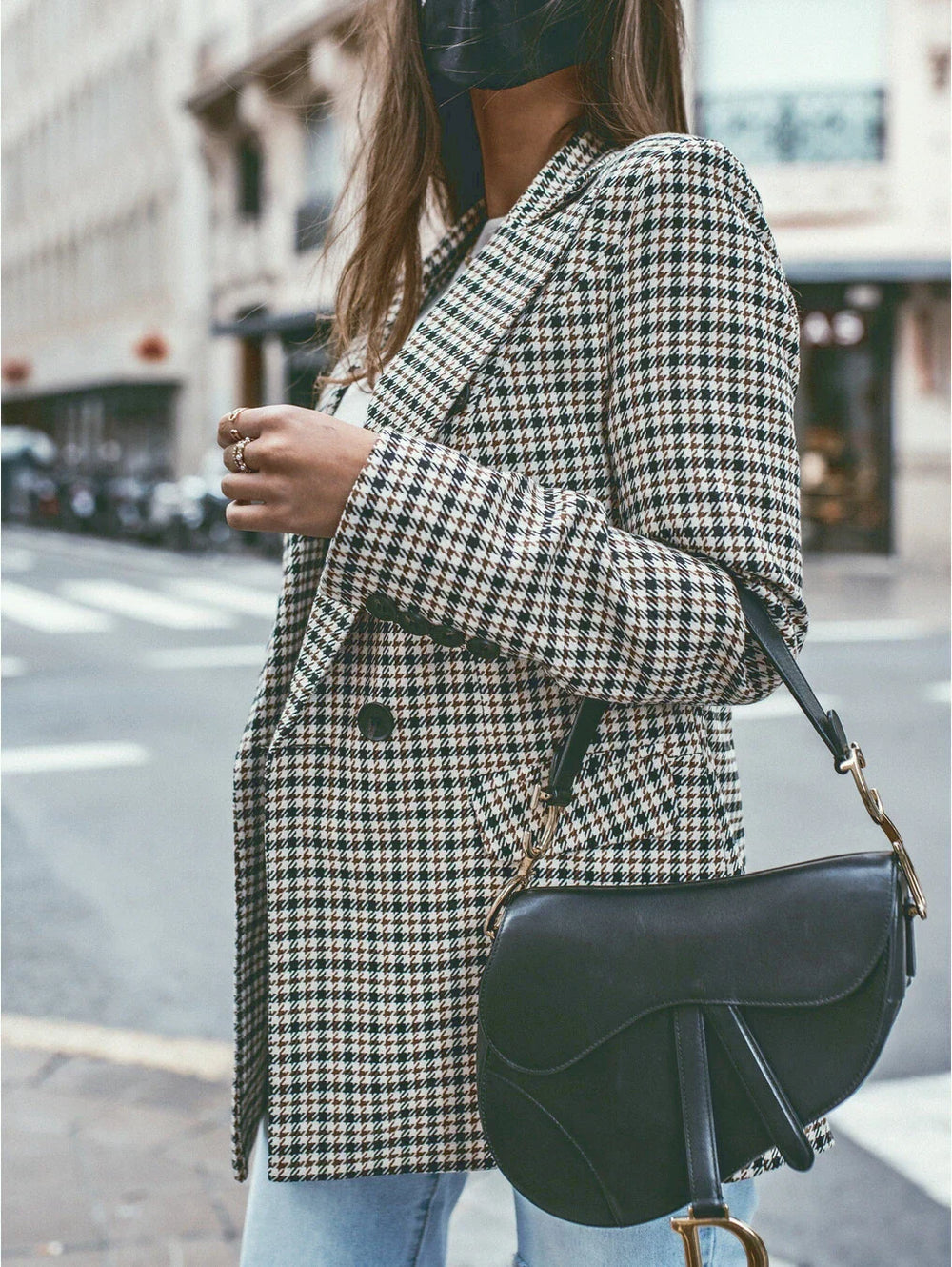 Levoire | Blazer Long Carreauté Pour Femmes