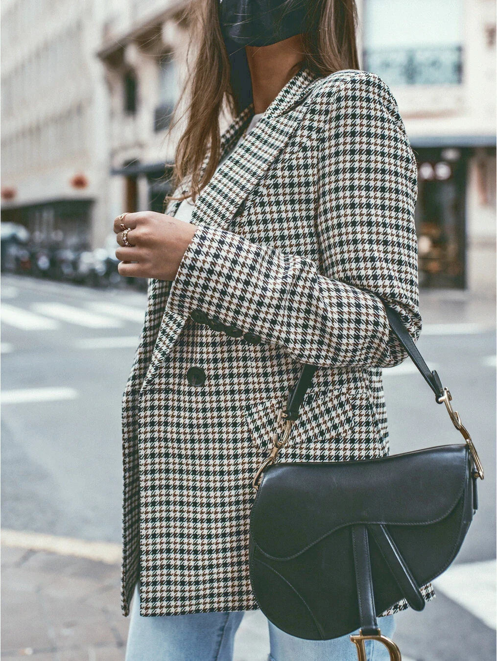 Levoire | Blazer Long Carreauté Pour Femmes