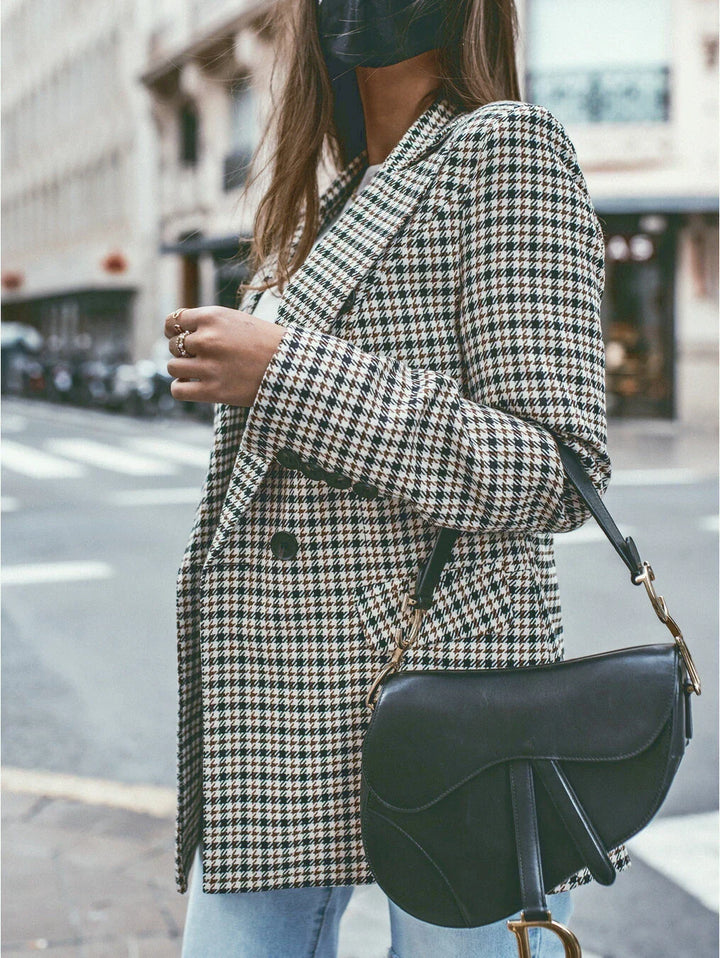 Levoire | Blazer Long Carreauté Pour Femmes