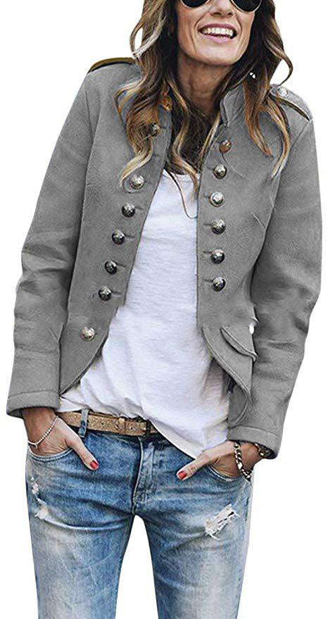 Levoire | Blazer À Manches Longues Et Boutons Modernes Gris