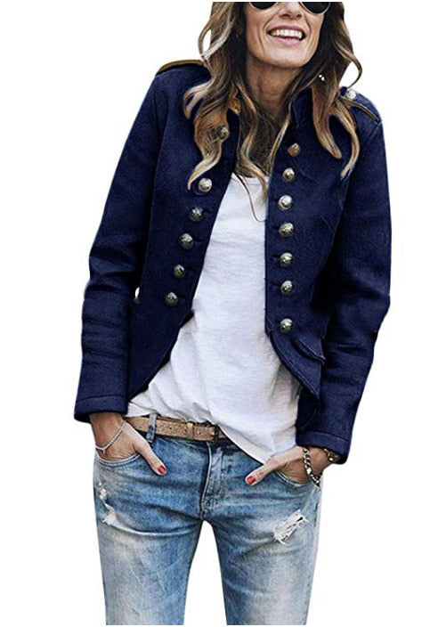 Levoire | Blazer À Manches Longues Et Boutons Modernes Bleu marine