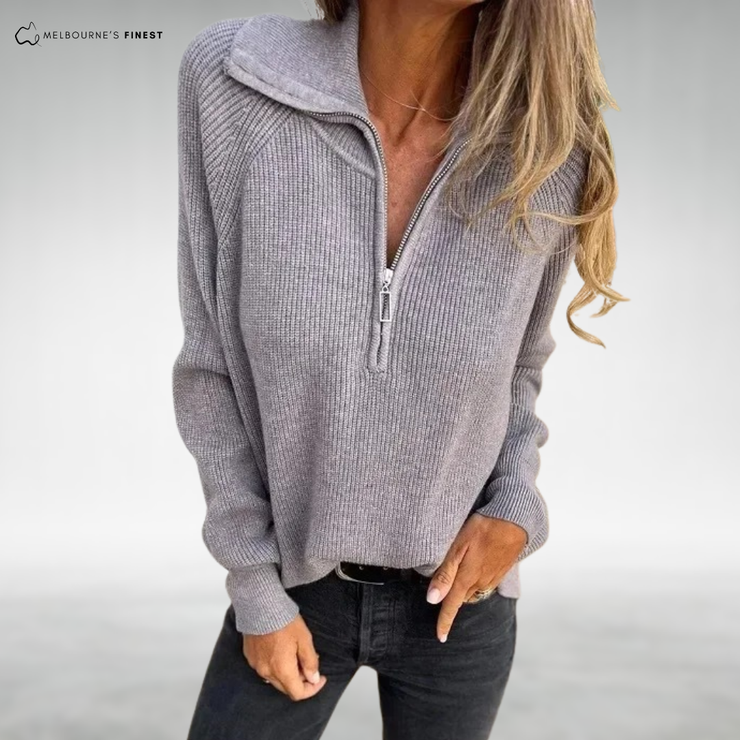 Levoire | Pull Tricoté Intemporel Avec Demi-Fermeture Gris