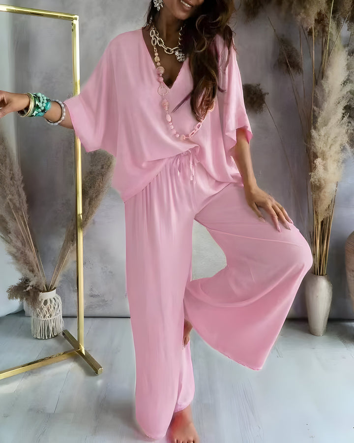 Levoire | Élégant Vêtements Amples Pour Femmes Ensemble Deux Pièces Rosa