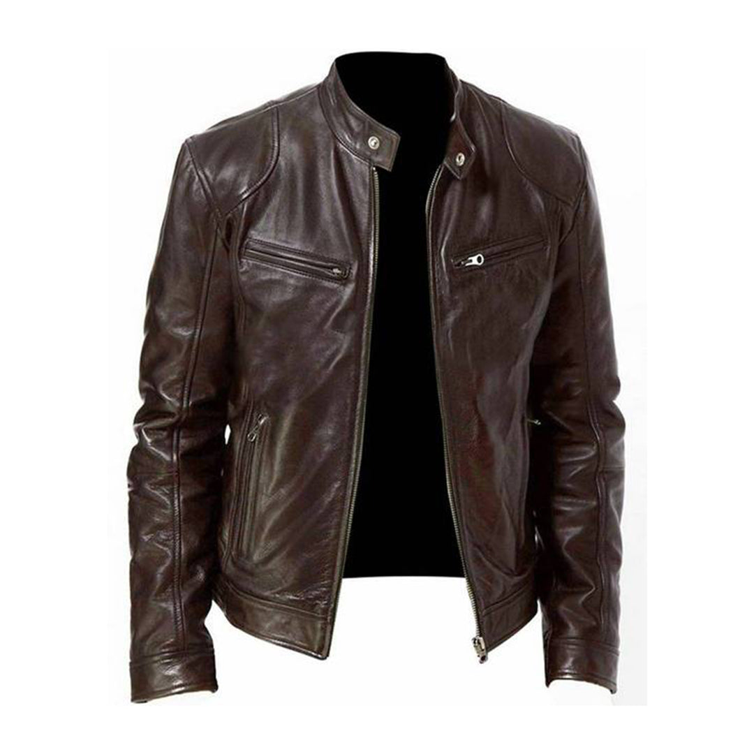 Levoire | Veste En Cuir Durable Pour Hommes Brun