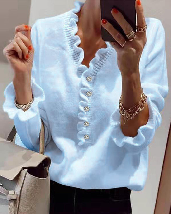 Levoire | Pull Élégant Avec Une Patte De Boutonnage Pour Femmes Bleu ciel