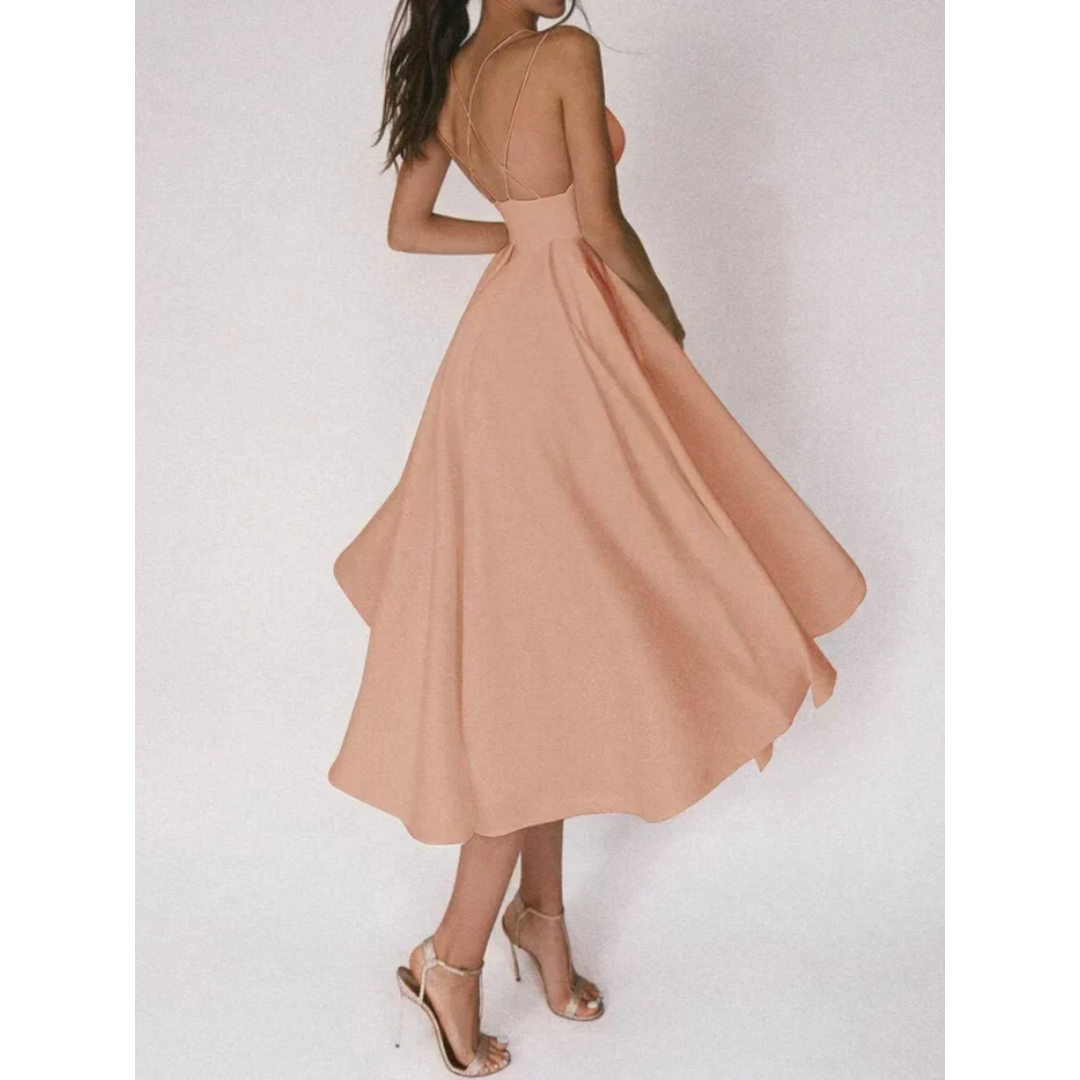 Levoire | Robe midi élégante pour événements du soir pour femmes Abricot