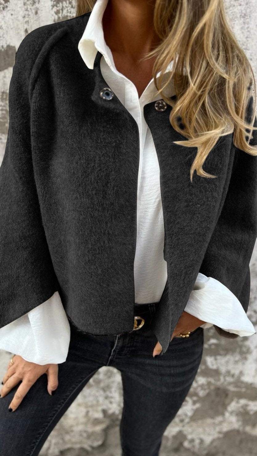 Levoire | Manteau en laine à manches longues pour femmes Noir