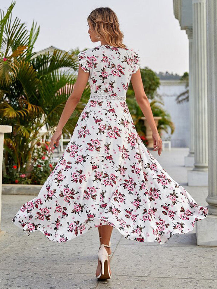 Levoire | Robe Fleurie Asymétrique Élégante Avec Dentelle