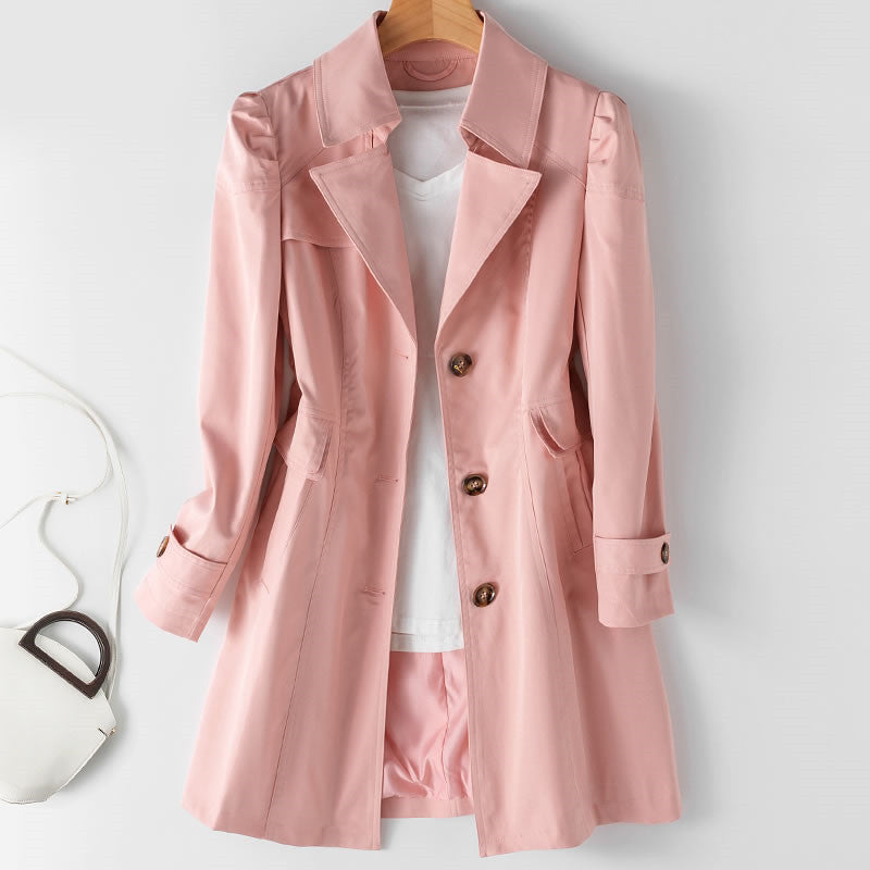 Levoire | Trench Mi-Long Pour Femmes, Une Option Elegante Pour Toutes Les Occasions Rose