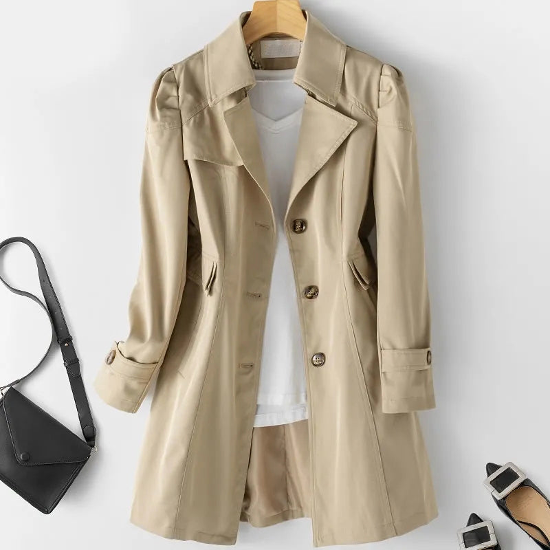 Levoire | Trench Mi-Long Pour Femmes, Une Option Elegante Pour Toutes Les Occasions Beige