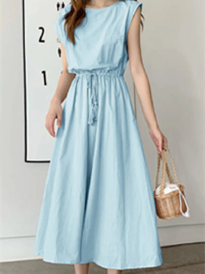 Levoire | Robe Midi Avec Franges Et Nœuds Bleu clair