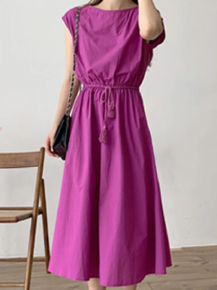 Levoire | Robe Midi Avec Franges Et Nœuds rosa