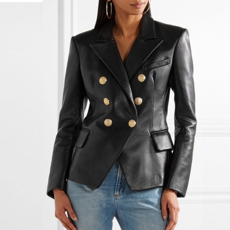 Levoire | Veste De Moto En Peau De Mouton Pour Femmes Noir