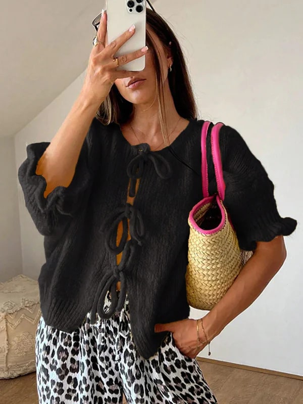 Levoire | Pulls Pour Femmes Élégants Avec Des Détails En Nœud Et Des Manches Flatteuses Noir
