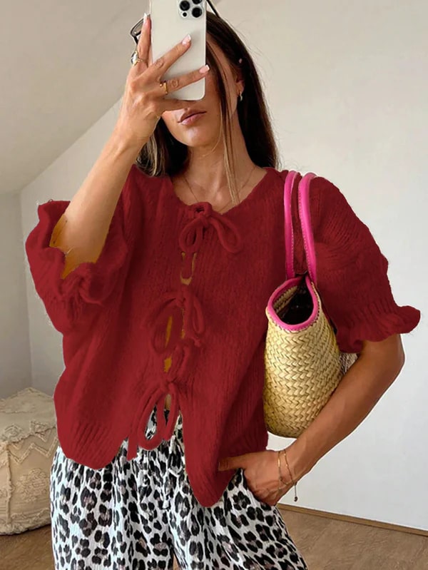 Levoire | Pulls Pour Femmes Élégants Avec Des Détails En Nœud Et Des Manches Flatteuses Rot