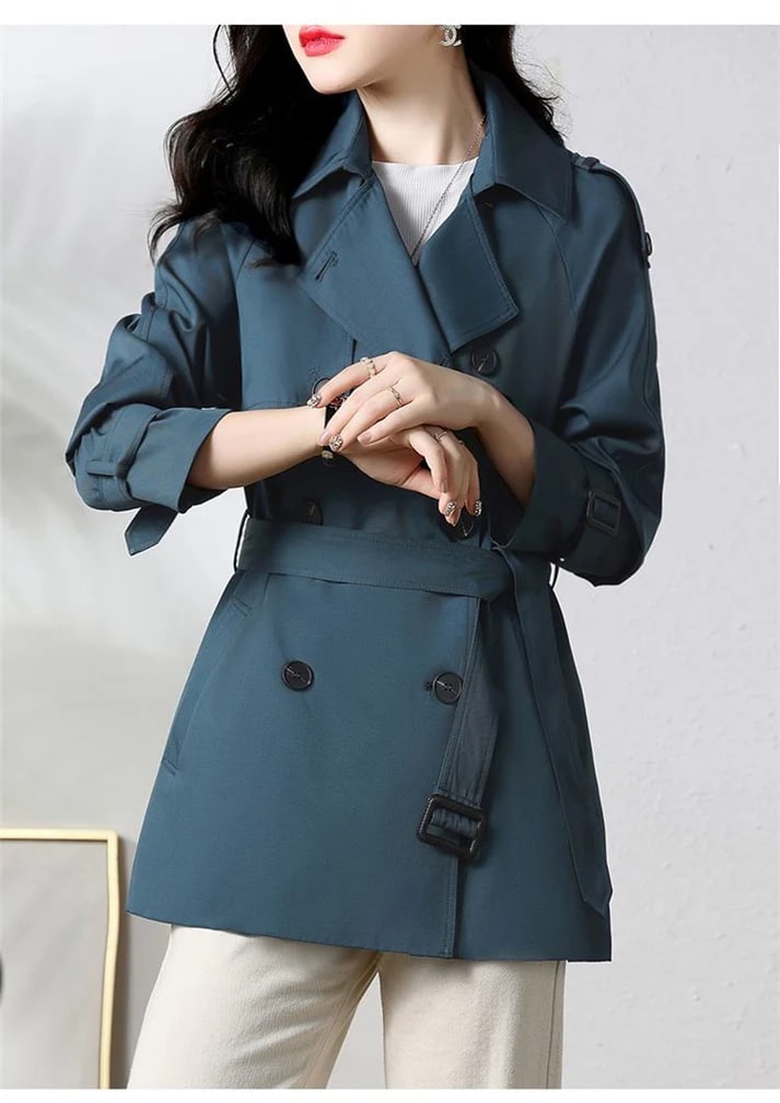 Levoire | Trench-Coat Court Classique Pour Femmes Bleu