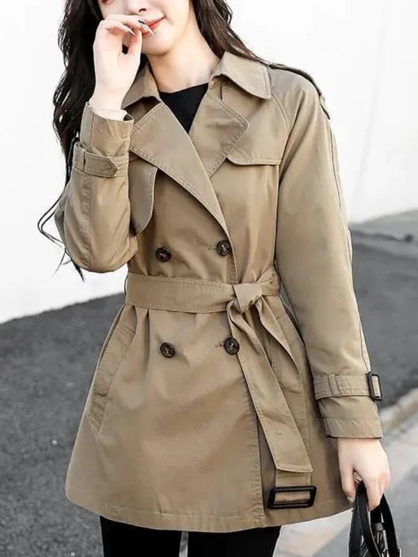 Levoire | Trench-Coat Court Classique Pour Femmes Khaki