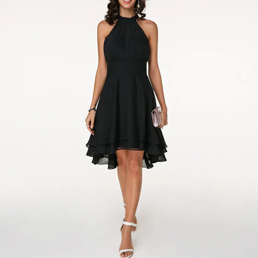 Levoire | Robe Élégante Avec Des Volants Charmants Noir