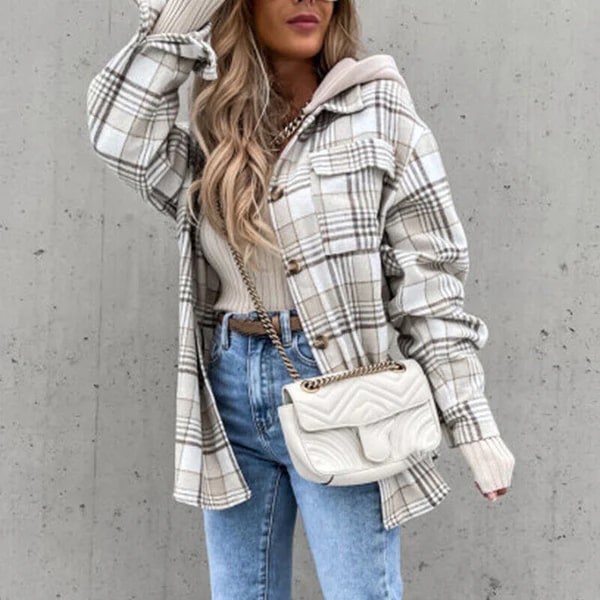 Levoire | Manteau À Carreaux Élégant Pour Femmes Gris