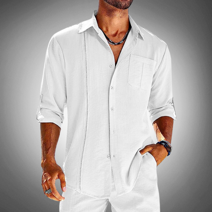 Levoire | Hommes Chemise Décontractée À Manches Longues À Boutons Blanc