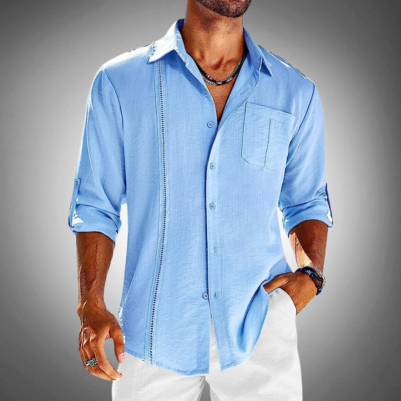 Levoire | Hommes Chemise Décontractée À Manches Longues À Boutons Bleu ciel