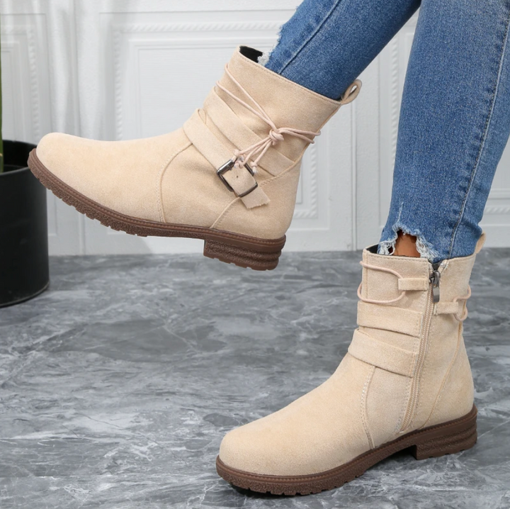 Levoire | Comfortable Slide Shoes With Strap And Buckle Beige