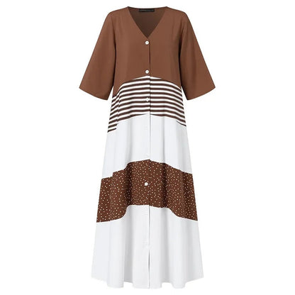 Levoire | Robe Rayée Avec Fermeture À Boutons Pour Femmes