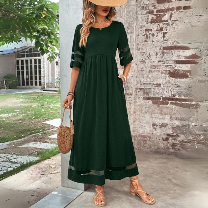 Levoire | Robe Couvrant Le Ventre Manches Courtes Robe En A Robe Élégante Vert