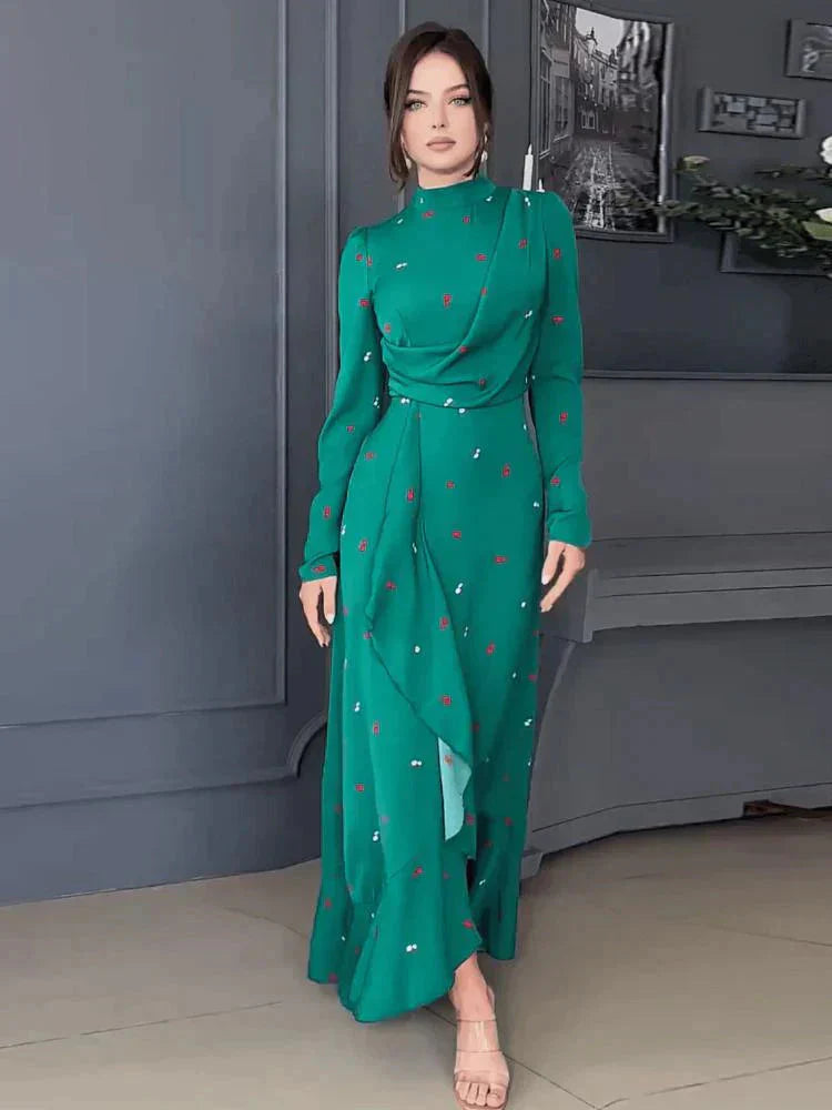 Levoire | Robe À Col Montant Élégant Avec Manches Longues Robe Longue