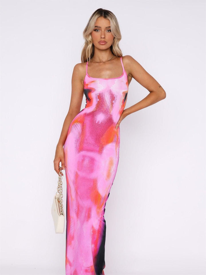 Levoire | Robe Sans Manches Brillante Robe Bodycon Hologramme Robe Rosa