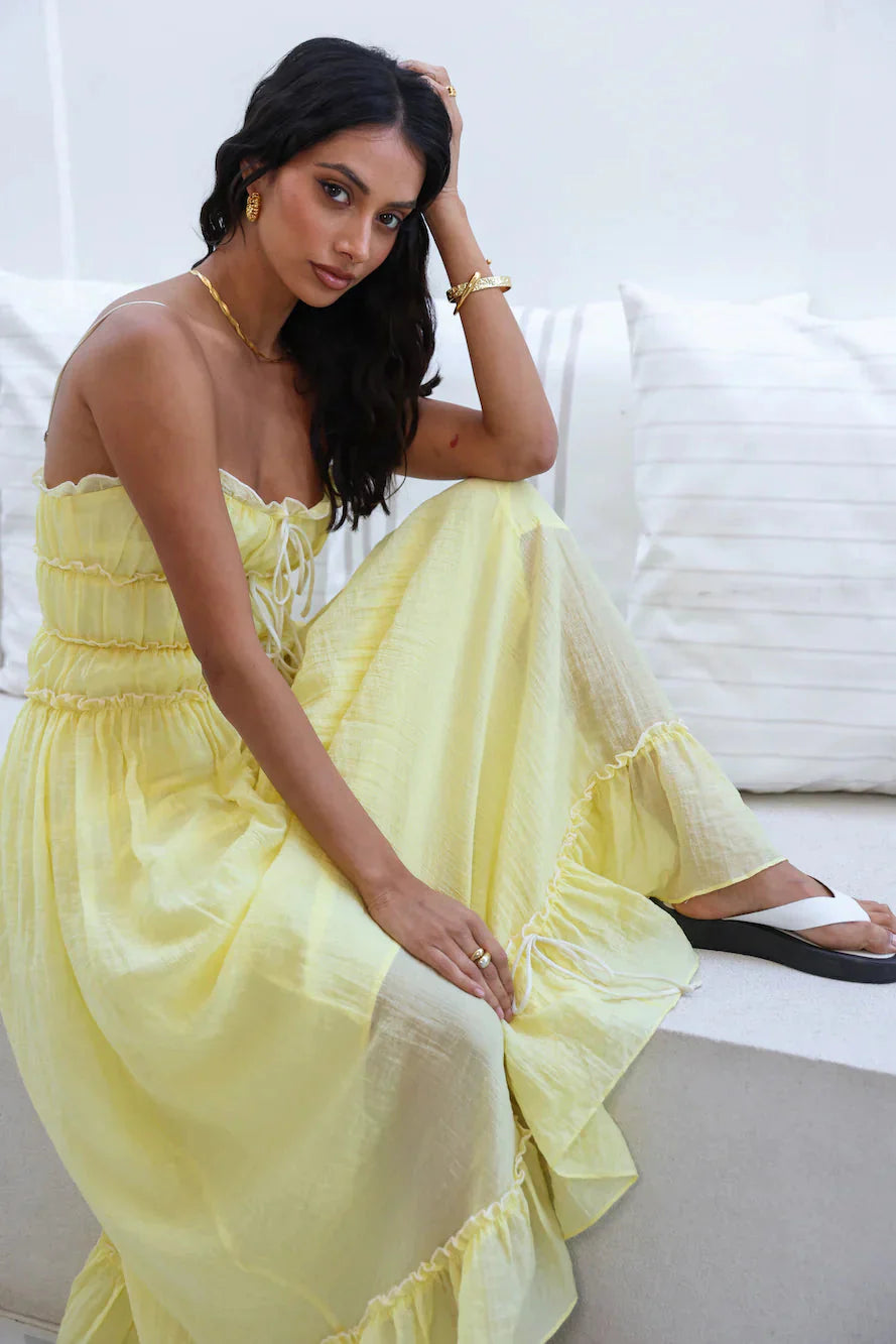 Levoire | Robe D'Été À Bretelles Spaghetti Sans Manches À Volants