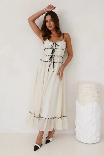 Levoire | Robe D'Été À Bretelles Spaghetti Sans Manches À Volants