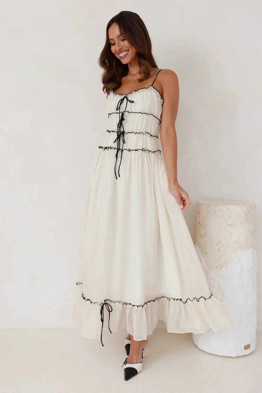 Levoire | Robe D'Été À Bretelles Spaghetti Sans Manches À Volants