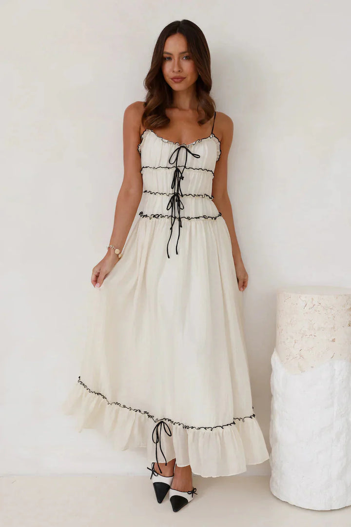 Levoire | Robe D'Été À Bretelles Spaghetti Sans Manches À Volants