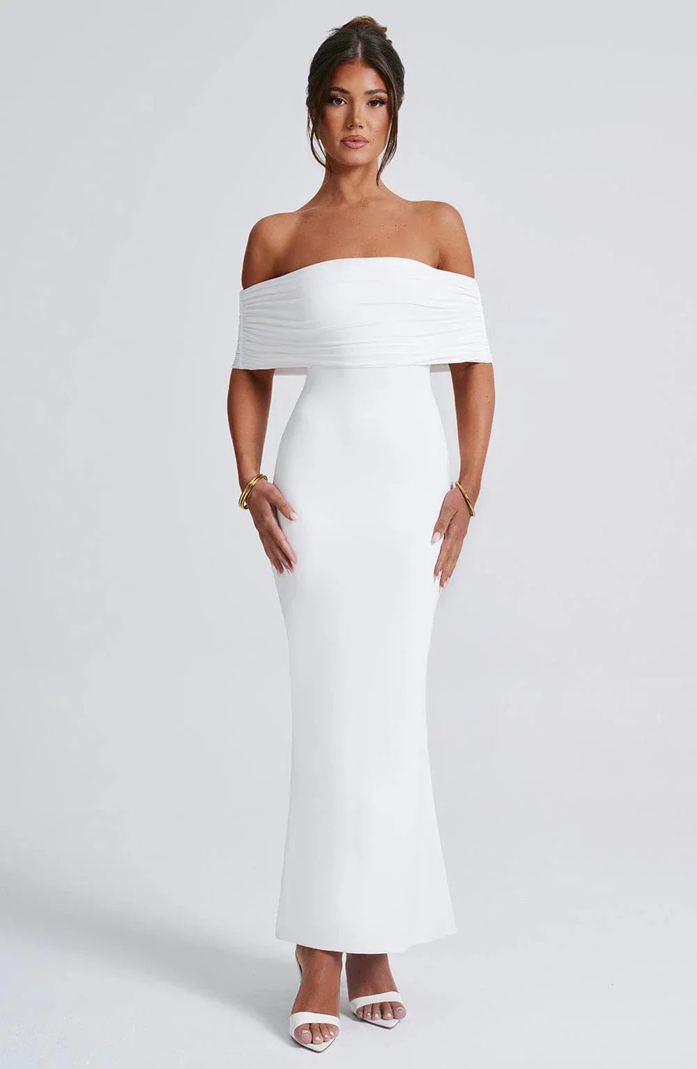 Levoire | Robe Dos Ouvert Bodycon Off Shoulder Robe Élégante Blanc