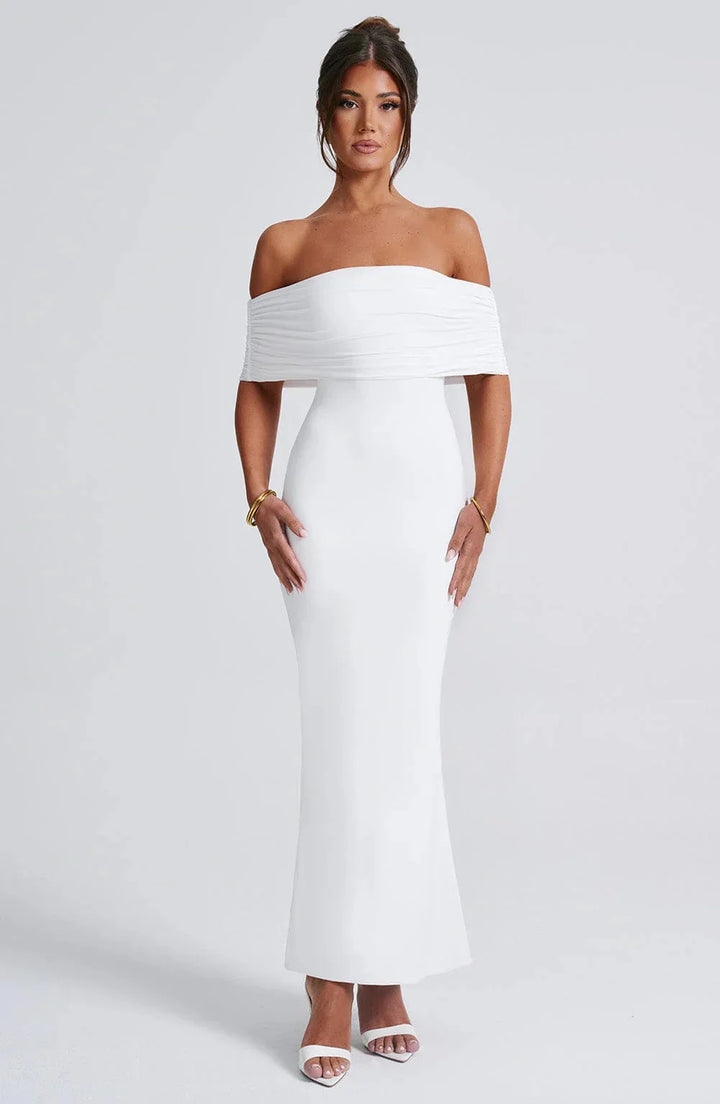 Levoire | Robe Dos Ouvert Bodycon Off Shoulder Robe Élégante Blanc