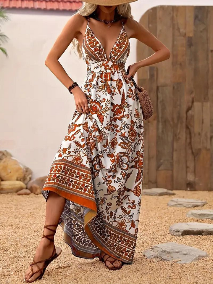 Levoire | Robe, Dos Nu, Robe D'Été Fleuri, Robe De Soleil Mandarin