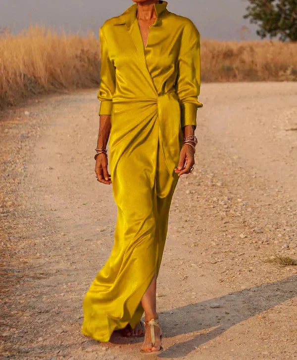 Levoire | La Robe À Col Enroulé Cintrée Avec Manches Longues Robe Longue