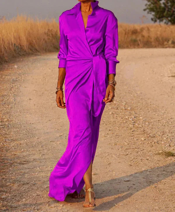 Levoire | La Robe À Col Enroulé Cintrée Avec Manches Longues Robe Longue