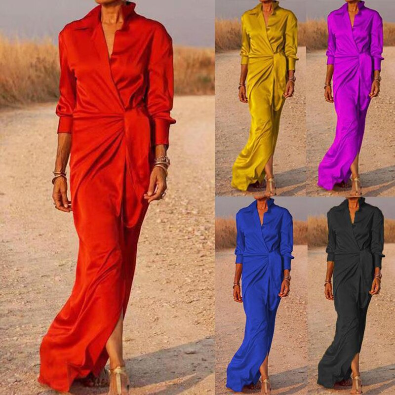 Levoire | La Robe À Col Enroulé Cintrée Avec Manches Longues Robe Longue